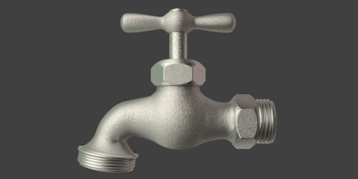 Spigot water tap Low-poly 3D model_1