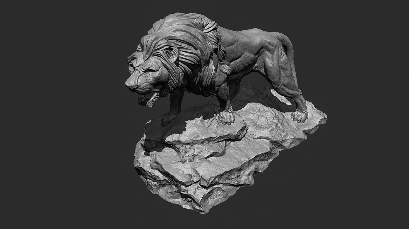 Lion Sculpture 3d print model 3D print model_10
