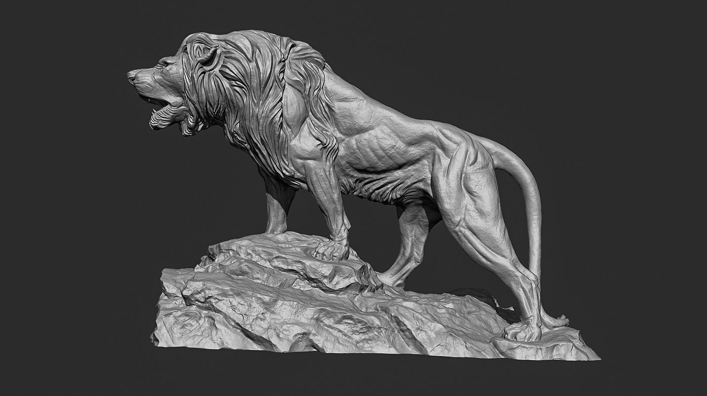 Lion Sculpture 3d print model 3D print model_12