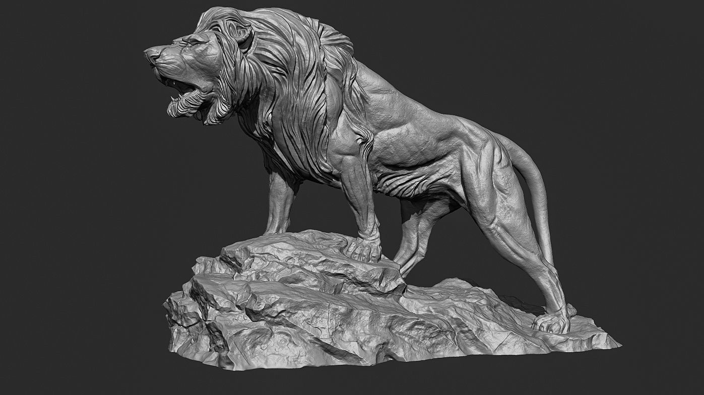 Lion Sculpture 3d print model 3D print model_8