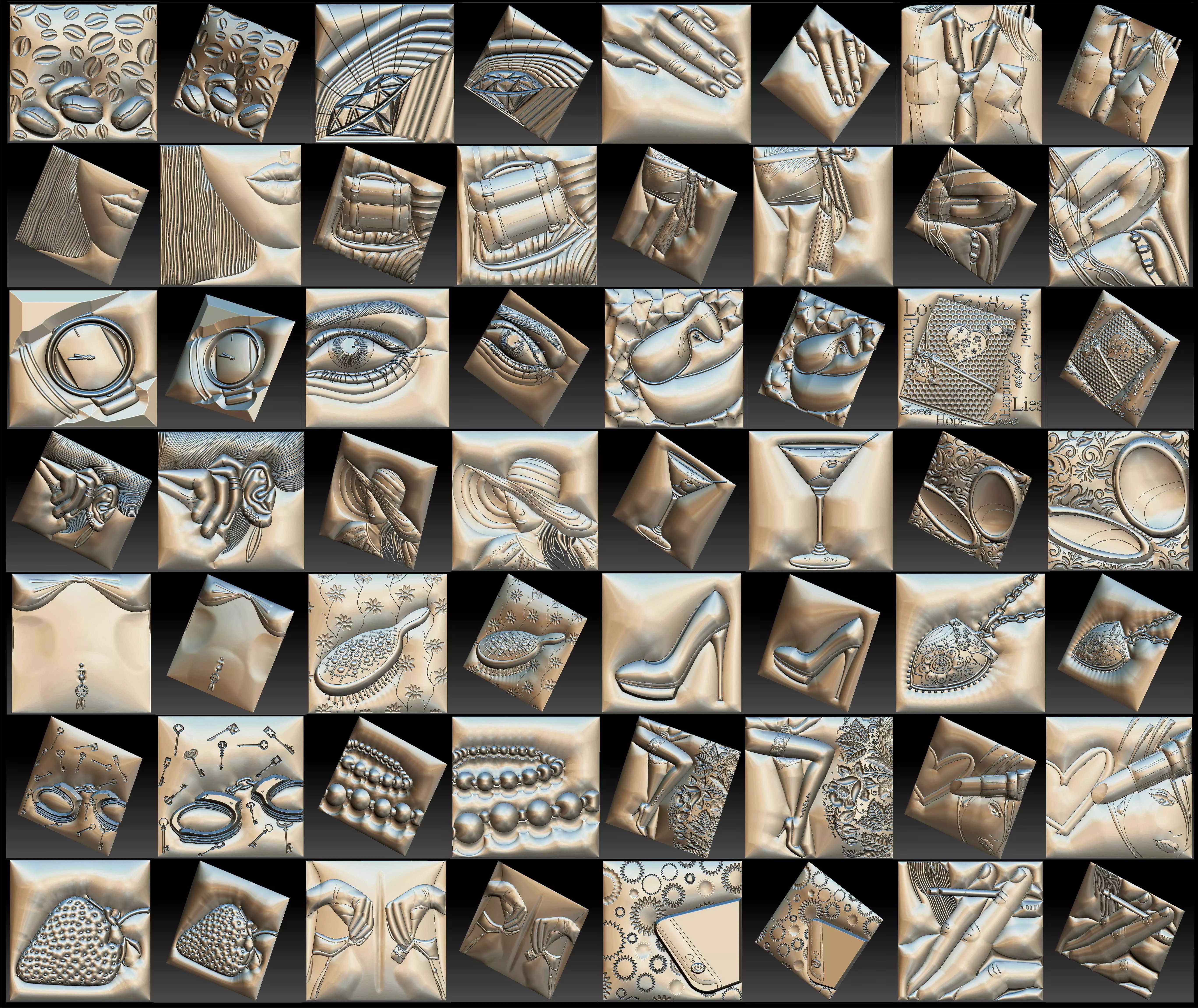 Set Women Theme Basorelief for CNC 3D Router 3D print model