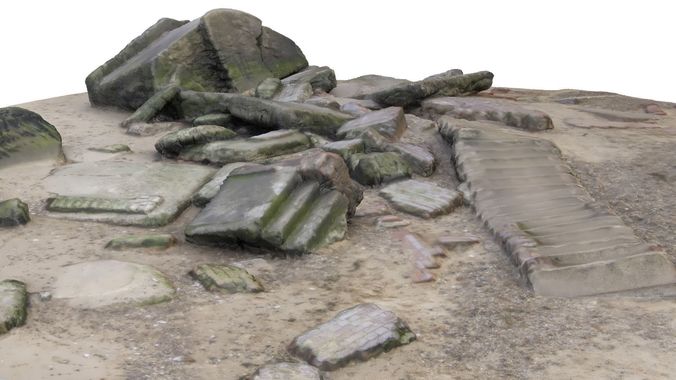 Ruins - High and Low Poly Versions Low-poly 3D model