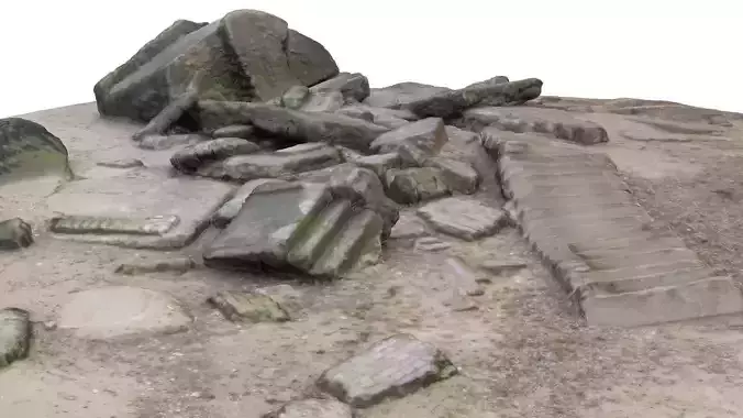 Ruins - High and Low Poly Versions Low-poly 3D model