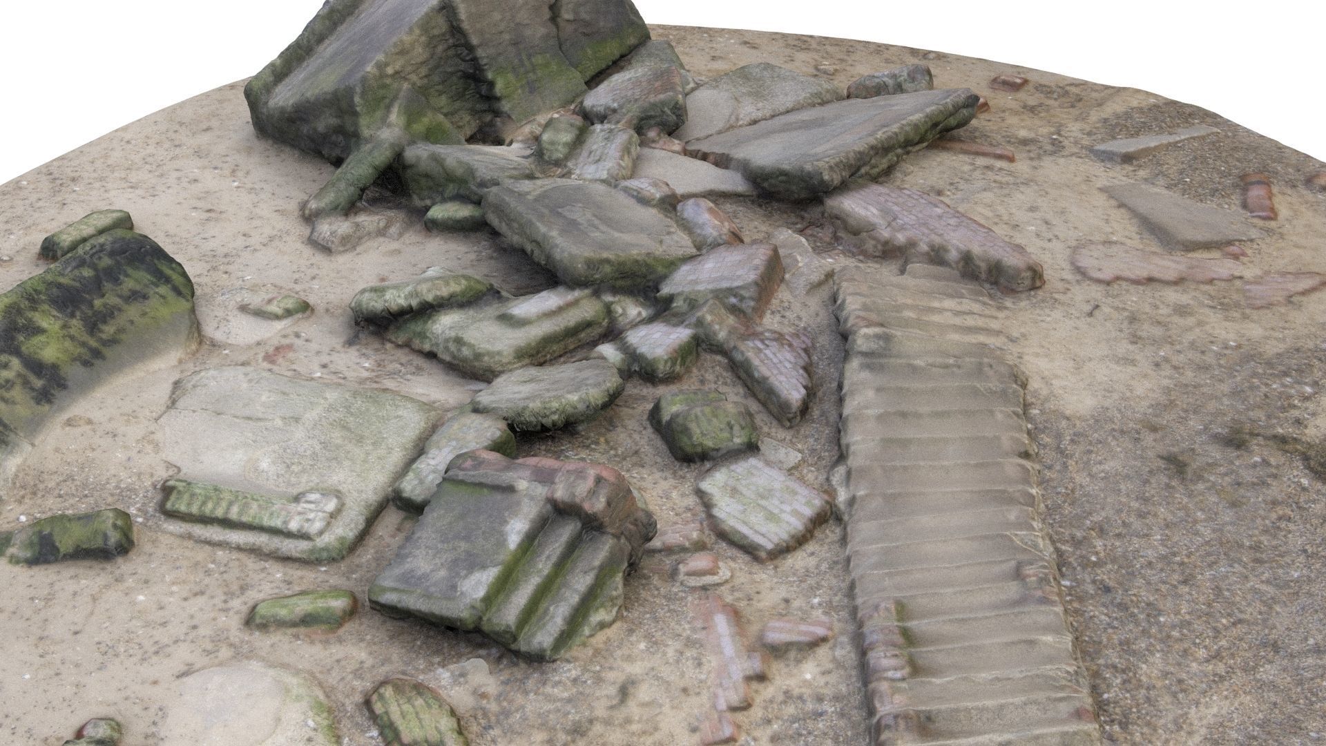 Ruins - High and Low Poly Versions Low-poly 3D model_6
