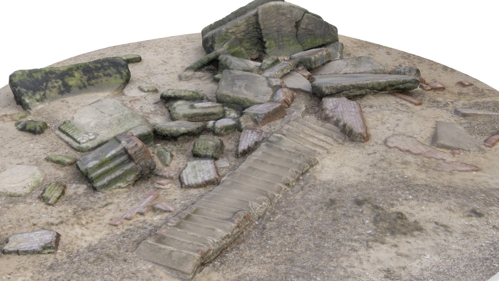 Ruins - High and Low Poly Versions Low-poly 3D model_9