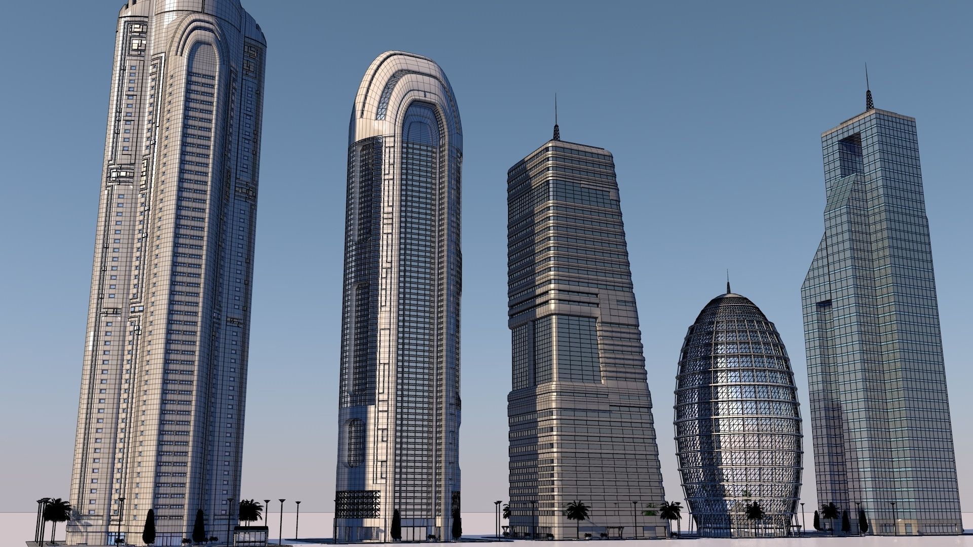 futuristic skyscrapers 3D model_11