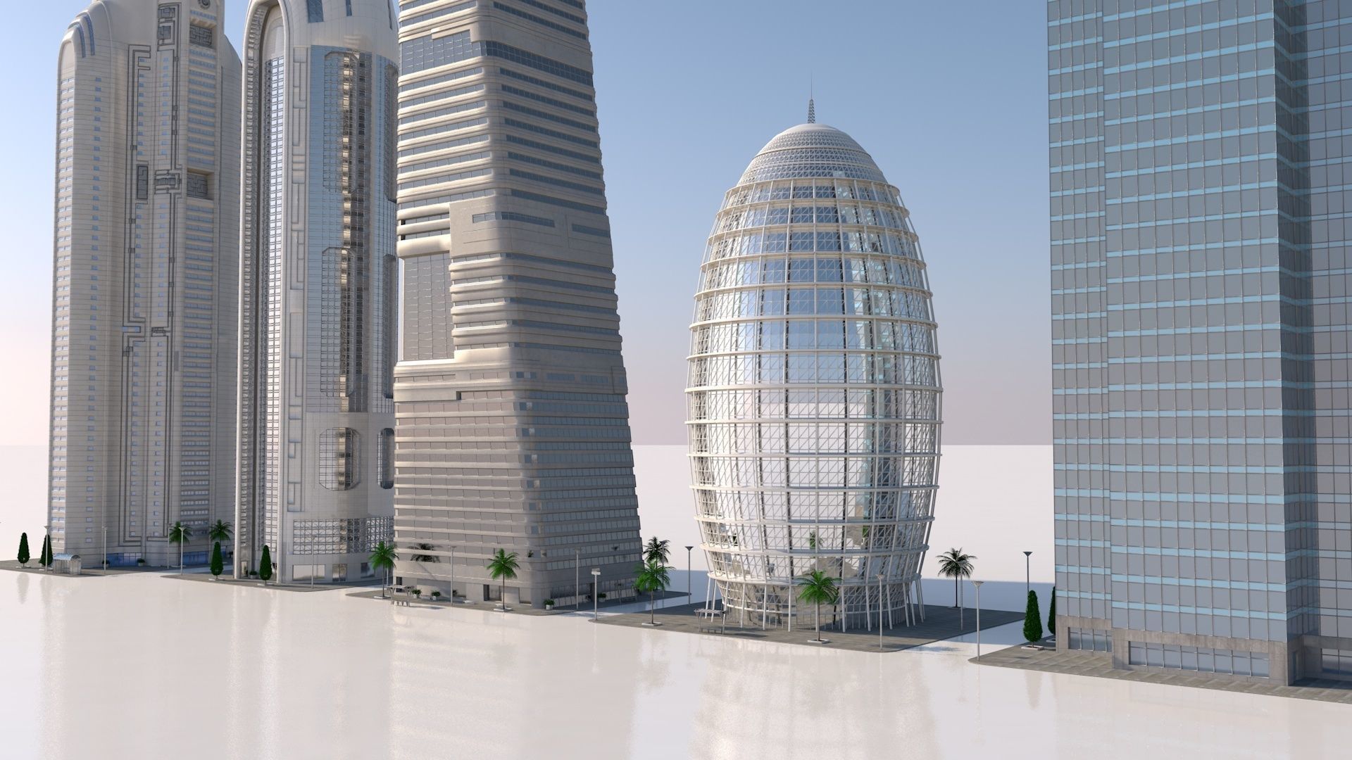 futuristic skyscrapers 3D model_3