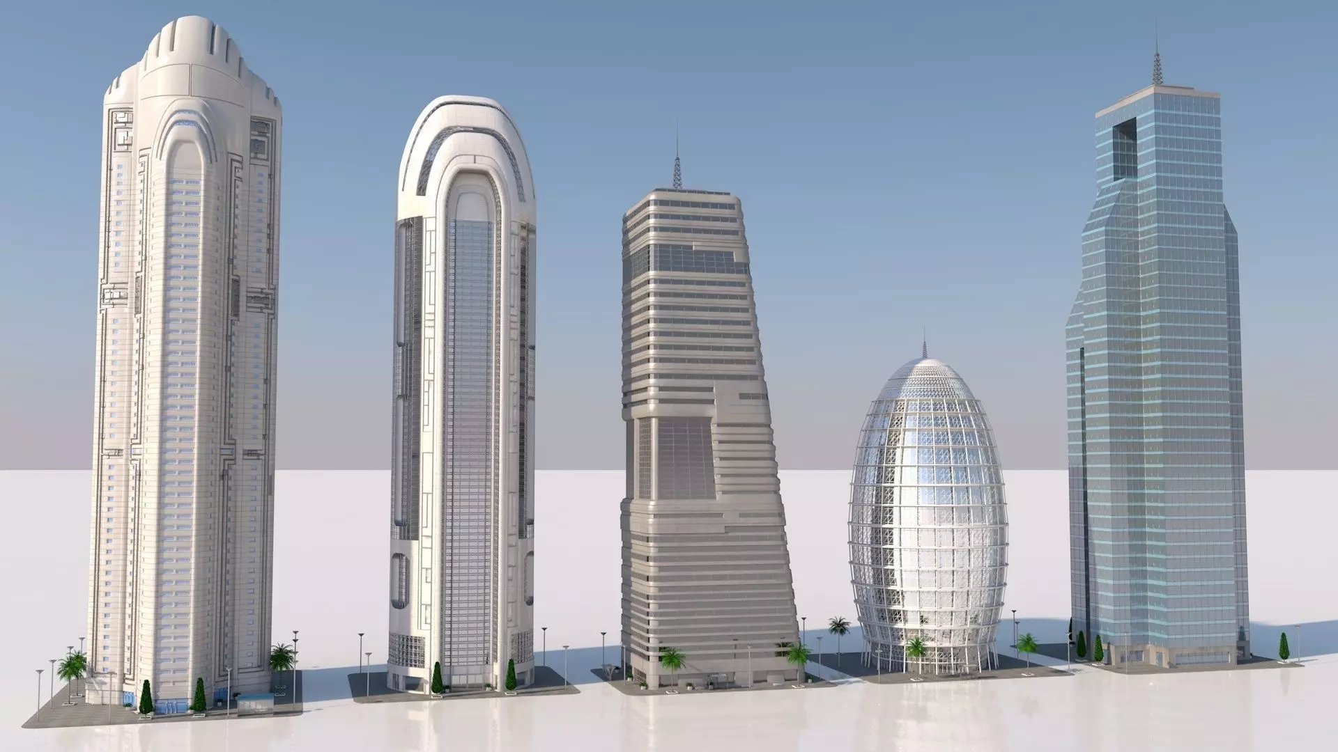 futuristic skyscrapers 3D model_0