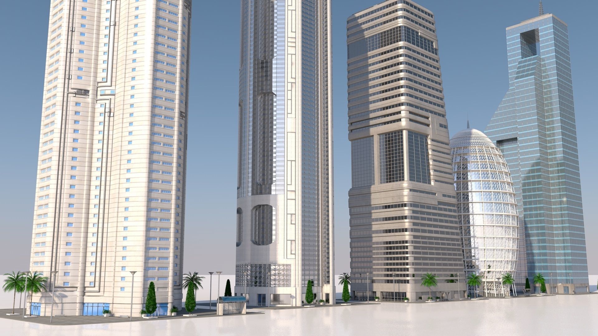 futuristic skyscrapers 3D model_2