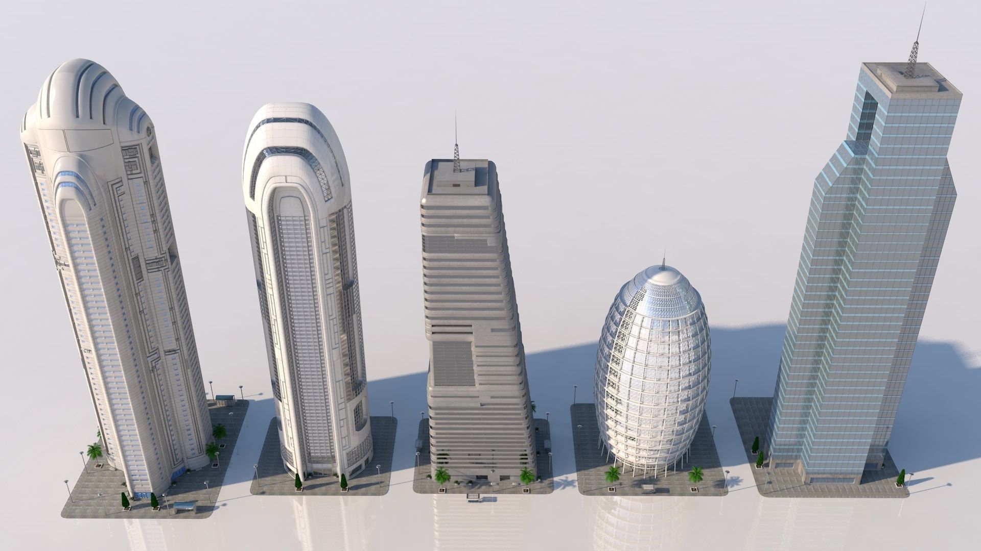 futuristic skyscrapers 3D model_1
