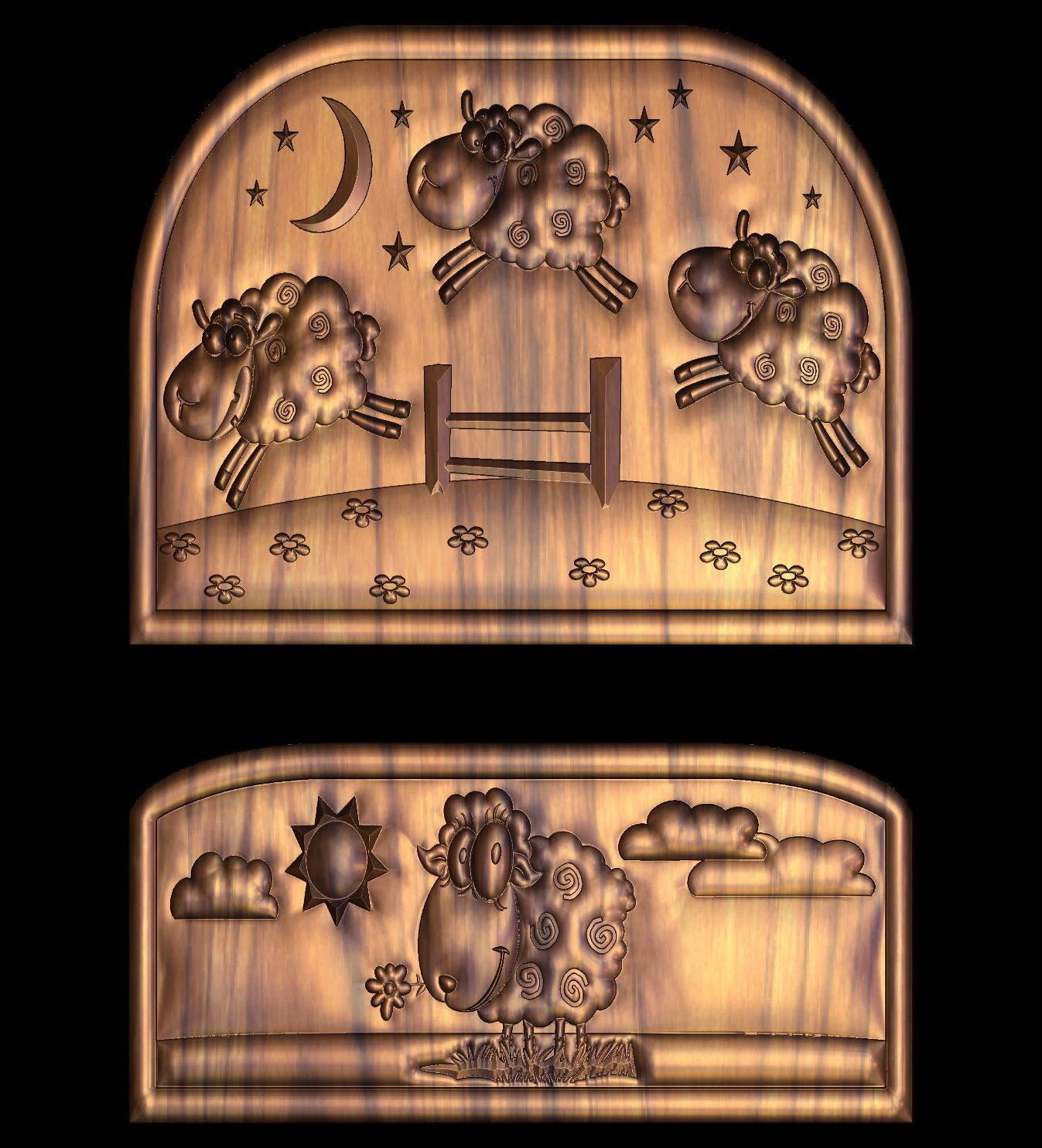 Seep Headboard Bed Model for CNC 3D Router 3D print model_5