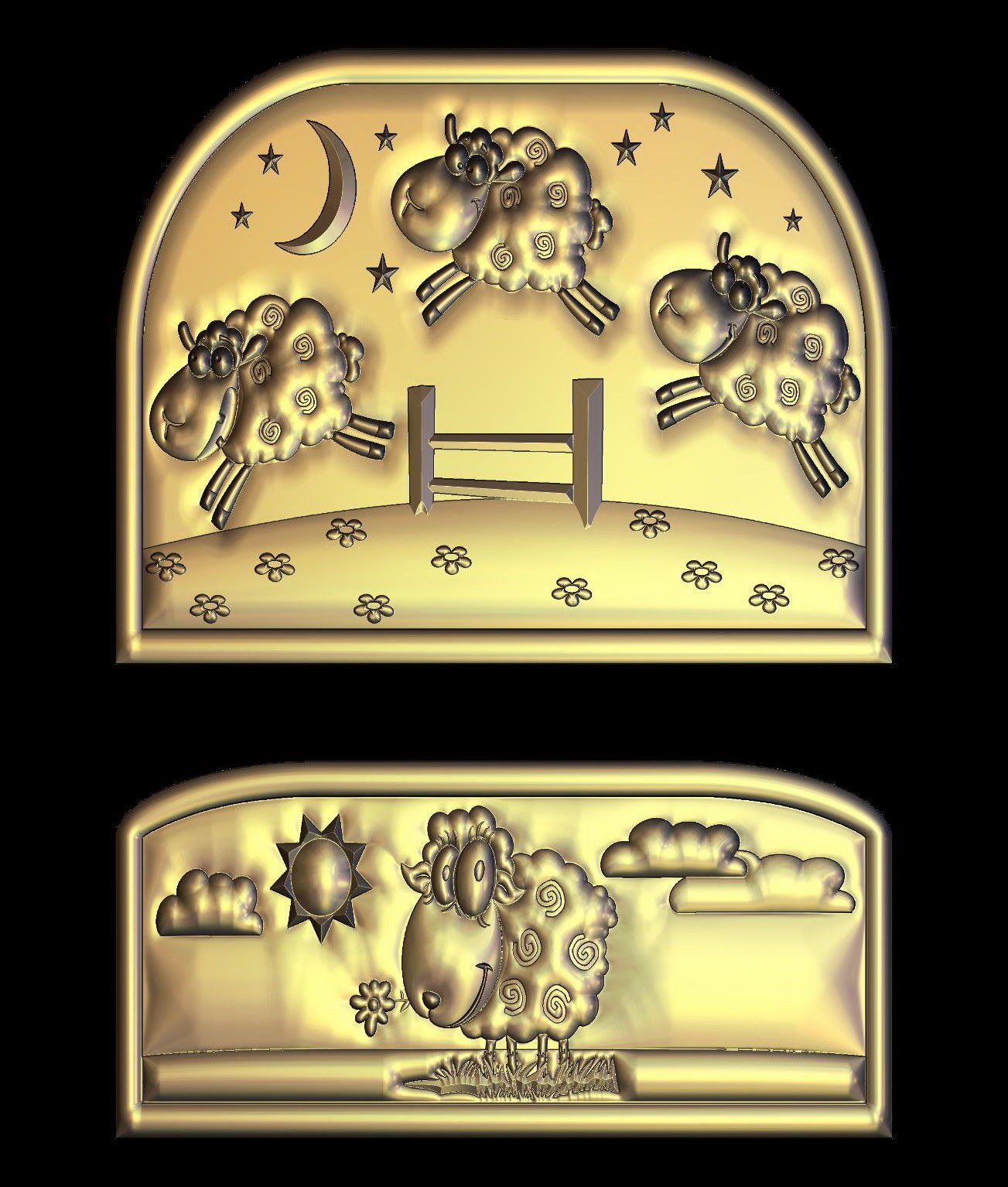 Seep Headboard Bed Model for CNC 3D Router 3D print model_3