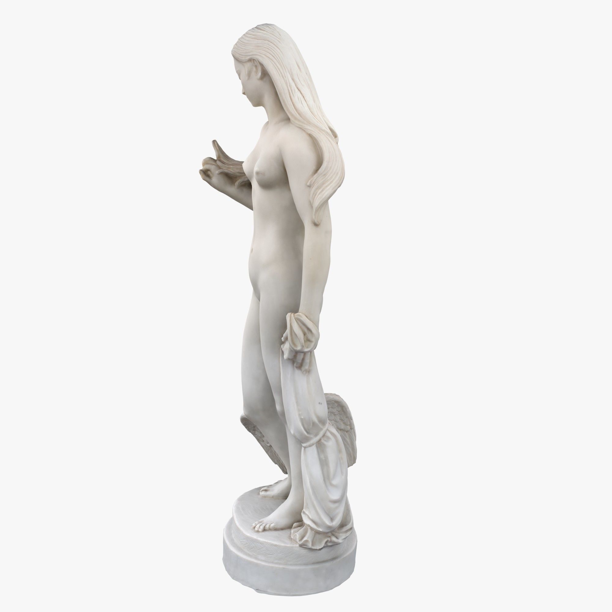 Statue Woman and Swan Low-poly 3D model_2