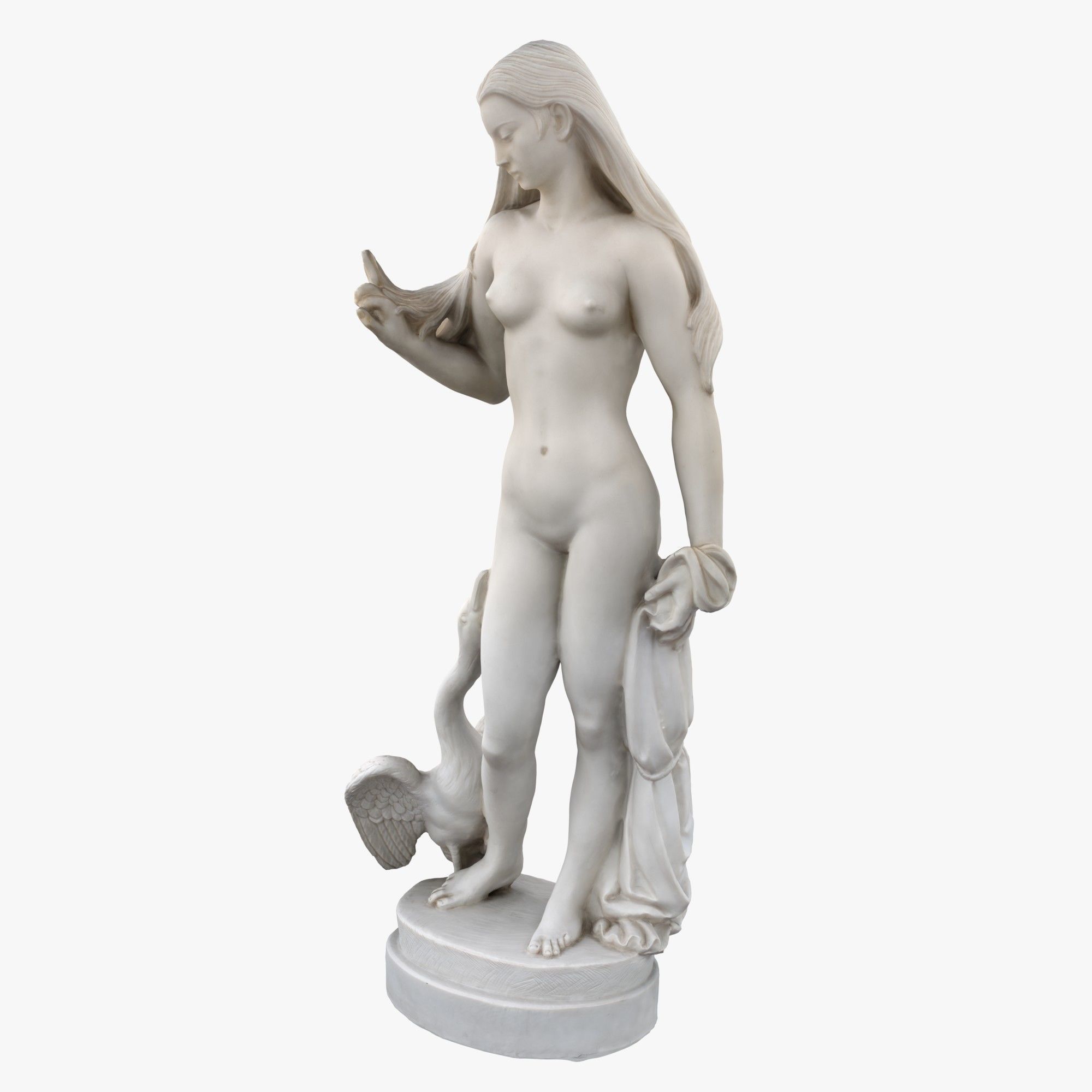 Statue Woman and Swan Low-poly 3D model_1