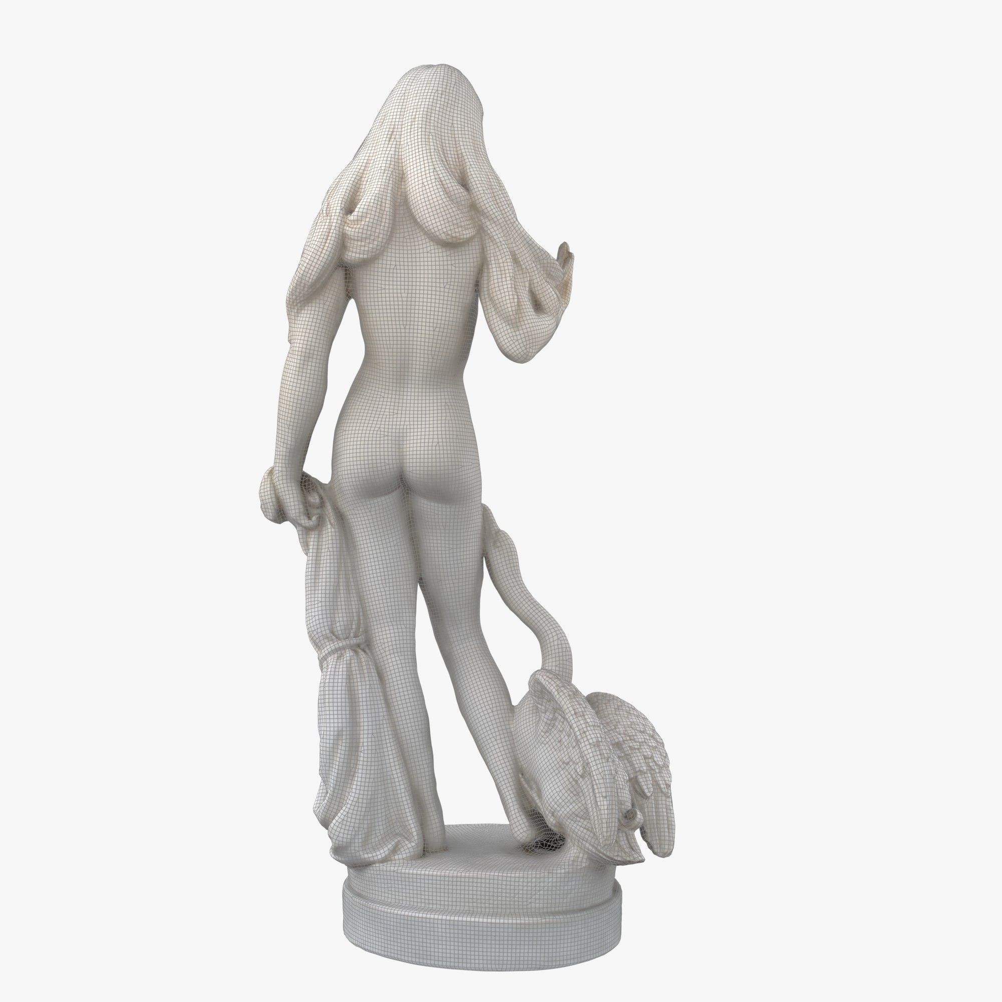 Statue Woman and Swan Low-poly 3D model_14