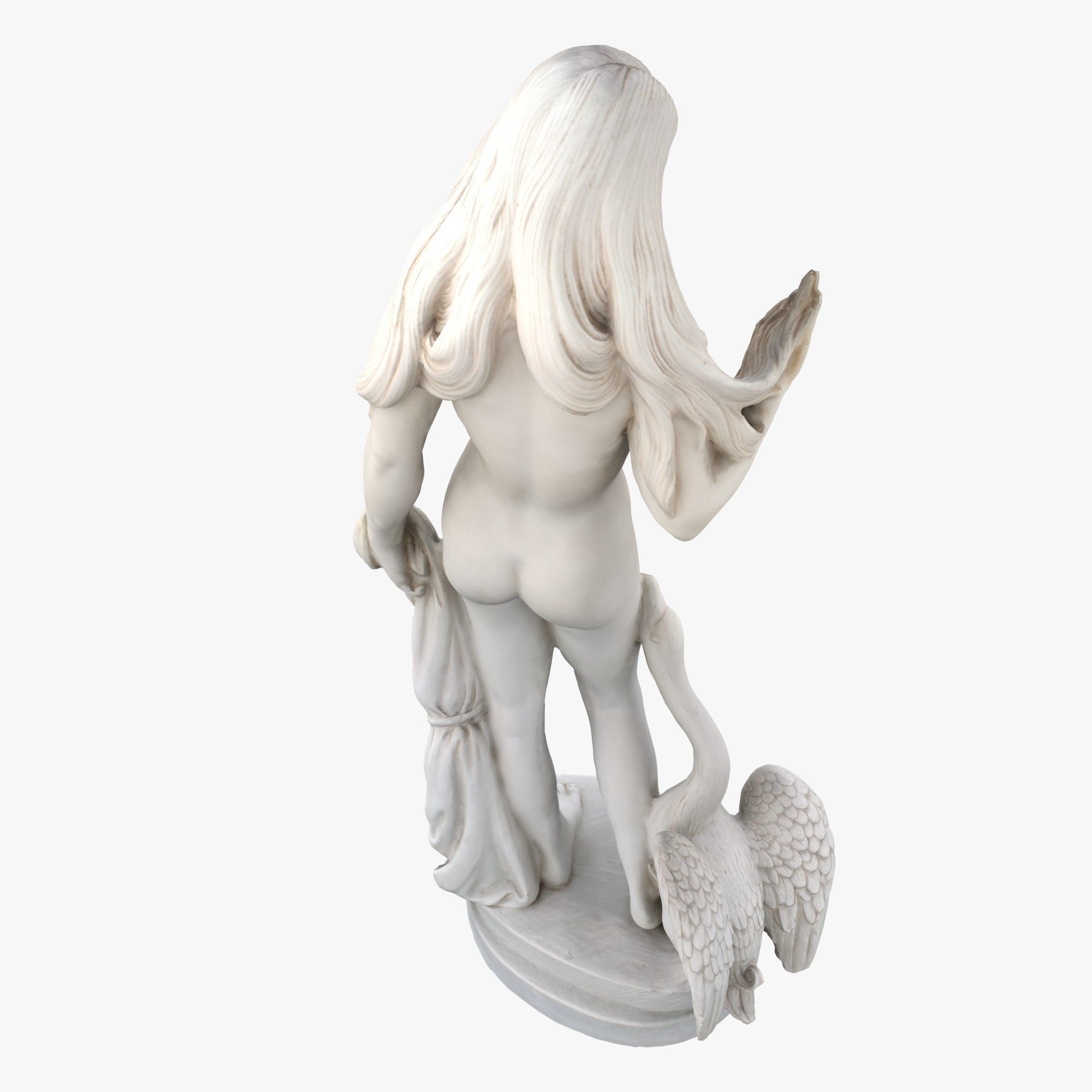 Statue Woman and Swan Low-poly 3D model_9