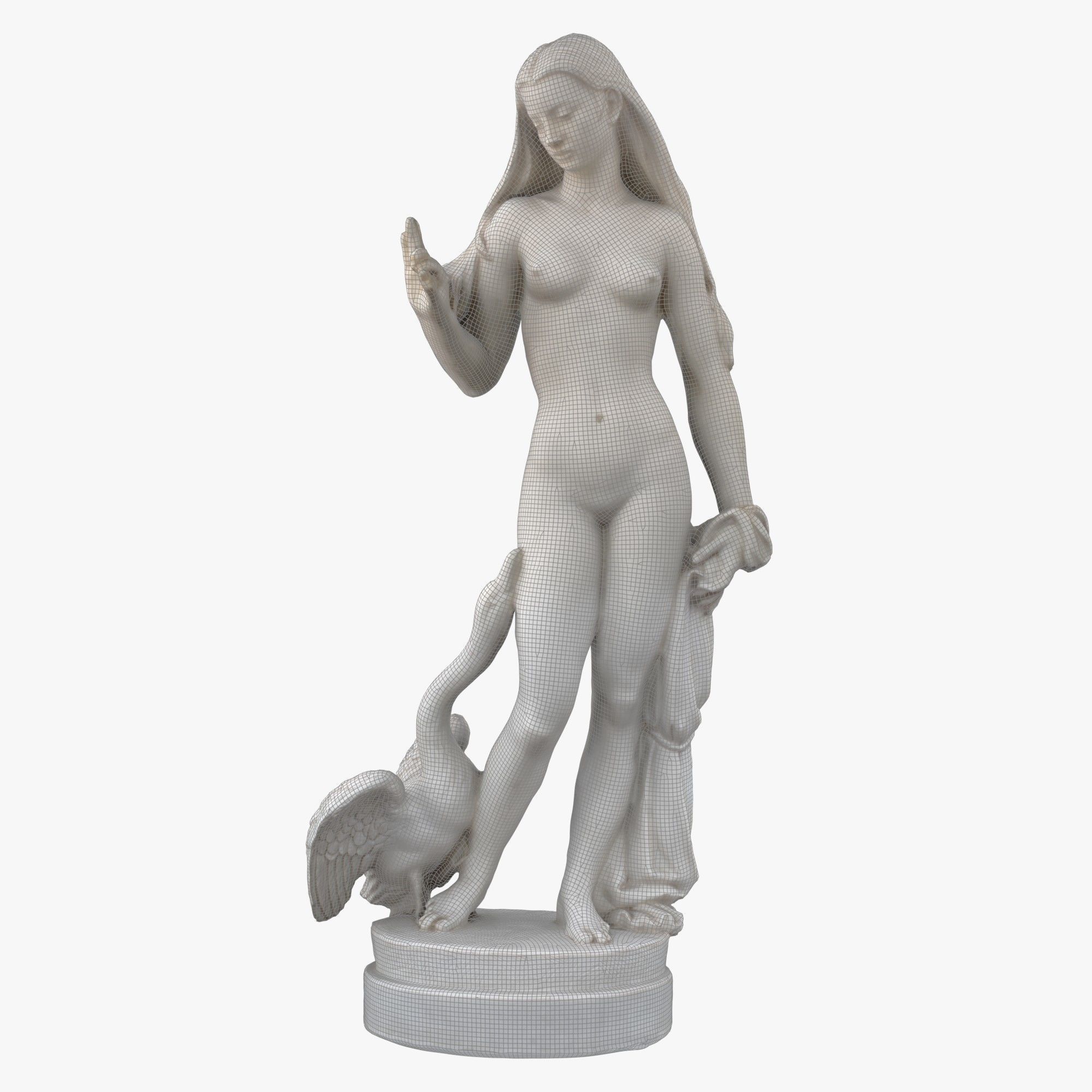 Statue Woman and Swan Low-poly 3D model_13