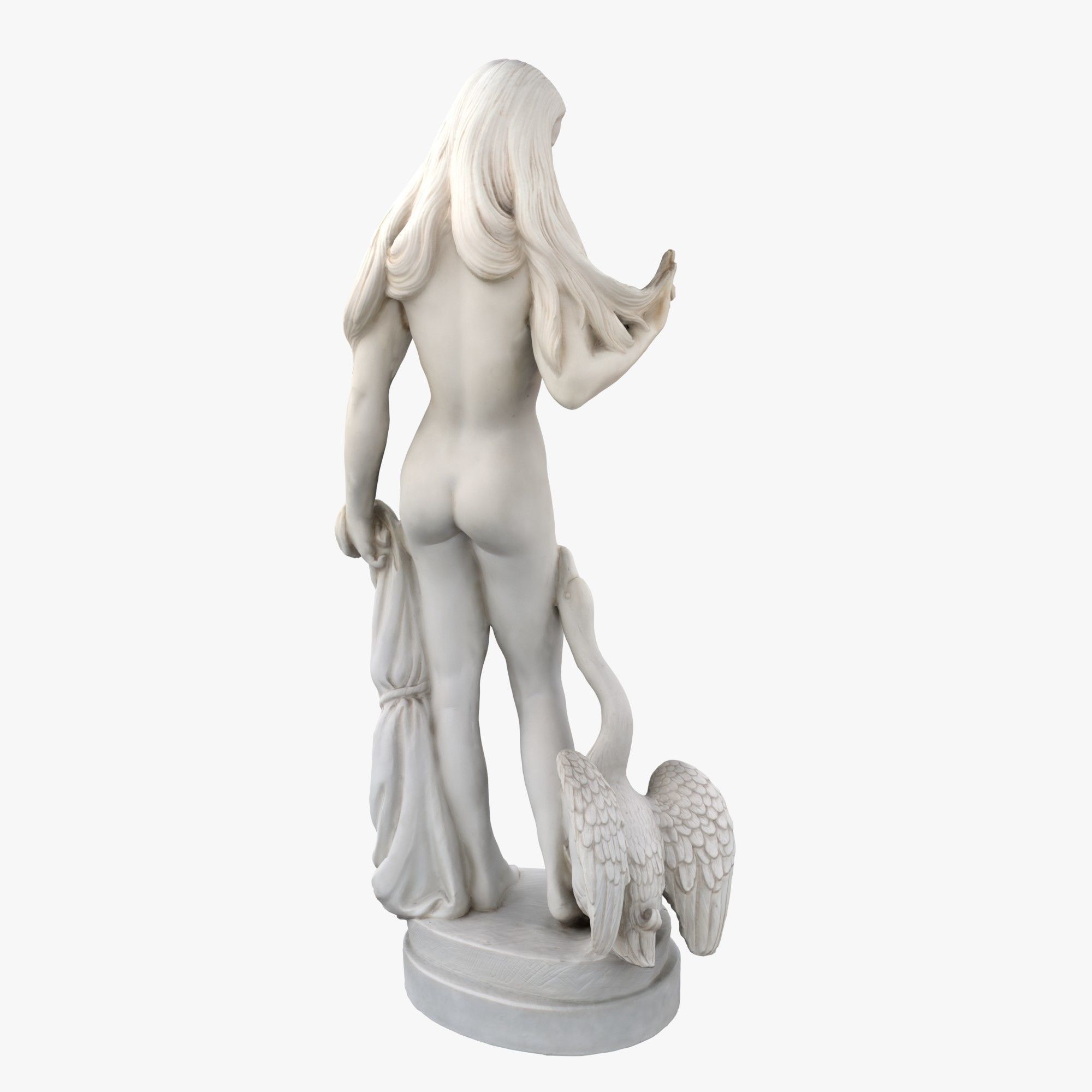 Statue Woman and Swan Low-poly 3D model_5
