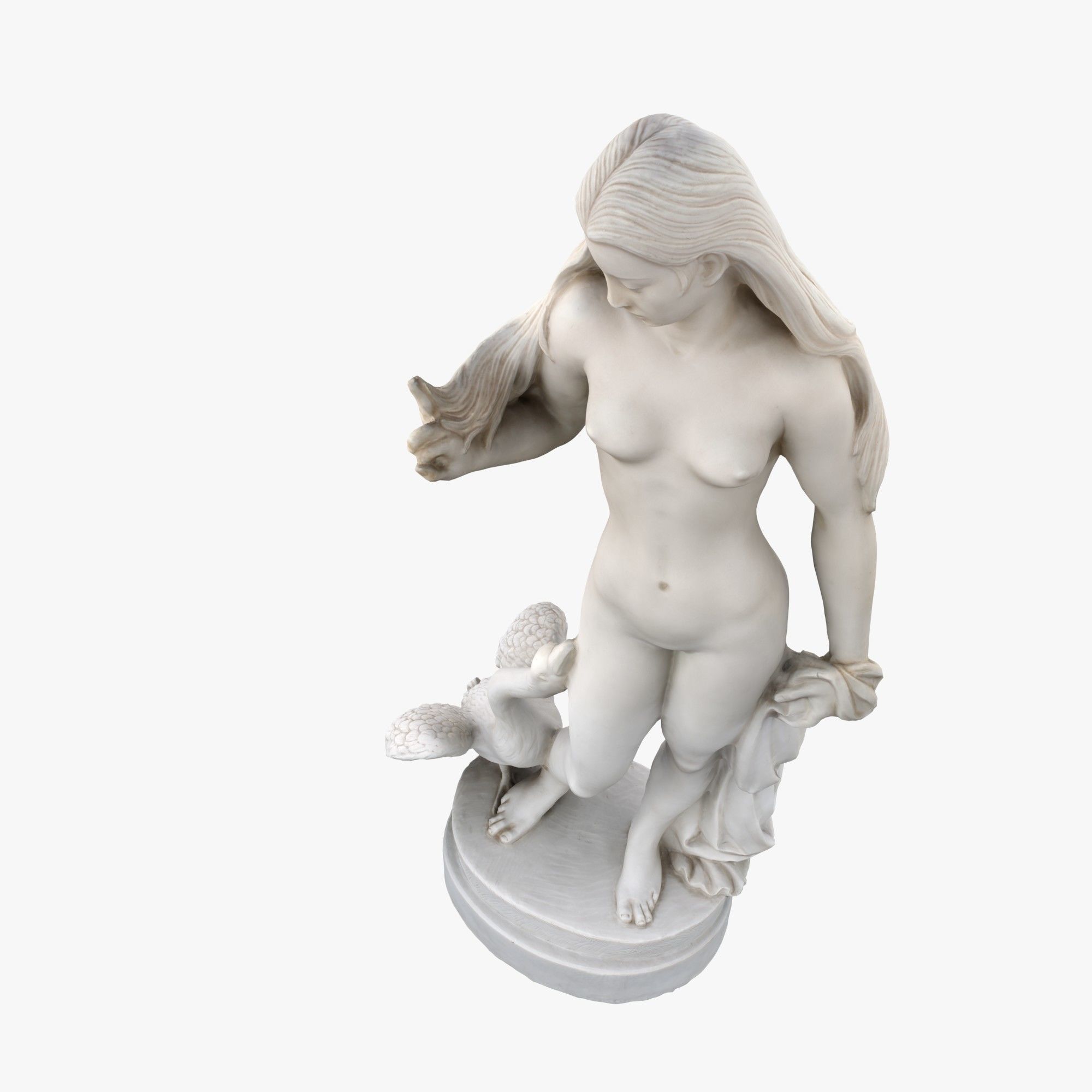 Statue Woman and Swan Low-poly 3D model_12