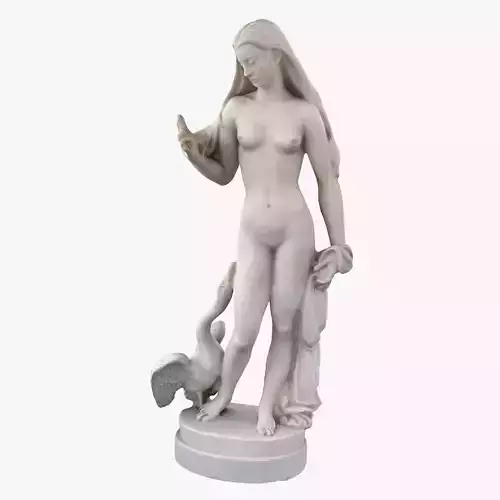 Statue Woman and Swan Low-poly 3D model