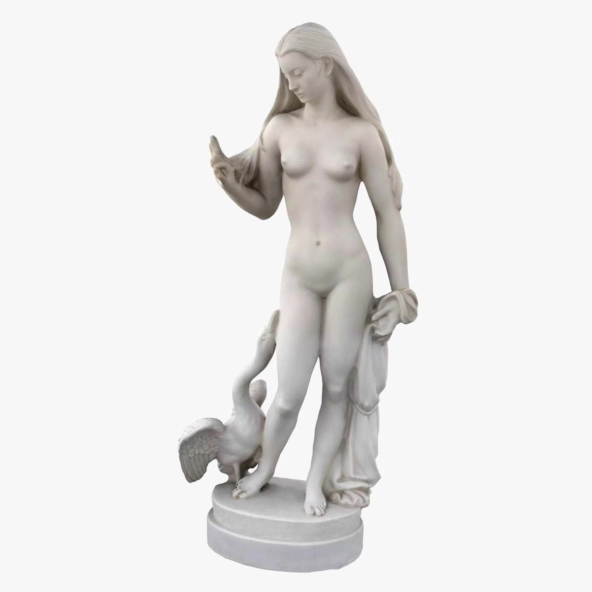 Statue Woman and Swan Low-poly 3D model_0