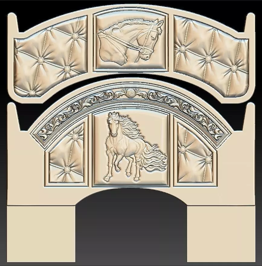 Horse Headboard Bed for CNC 3D Router 3D print model_0