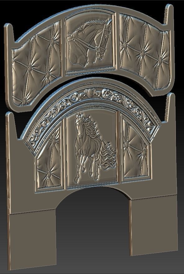 Horse Headboard Bed for CNC 3D Router 3D print model_2
