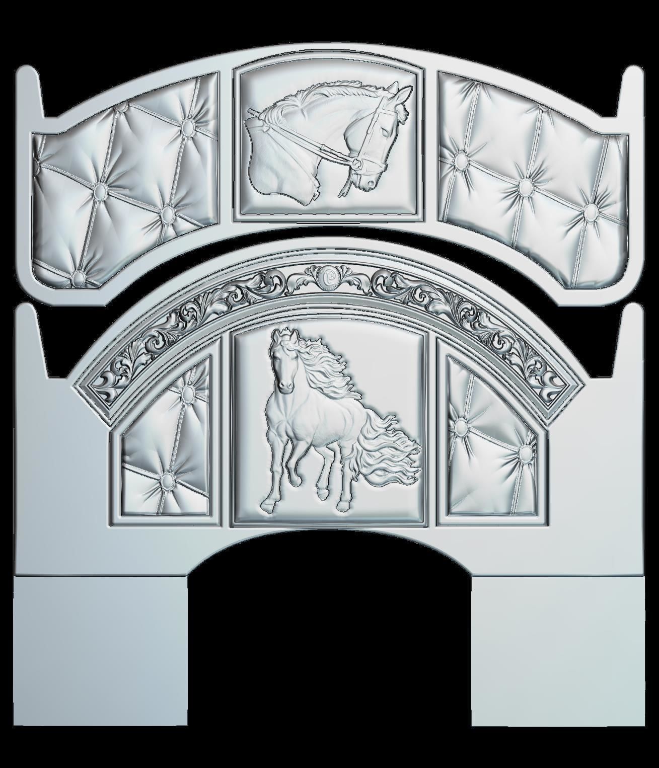 Horse Headboard Bed for CNC 3D Router 3D print model_5
