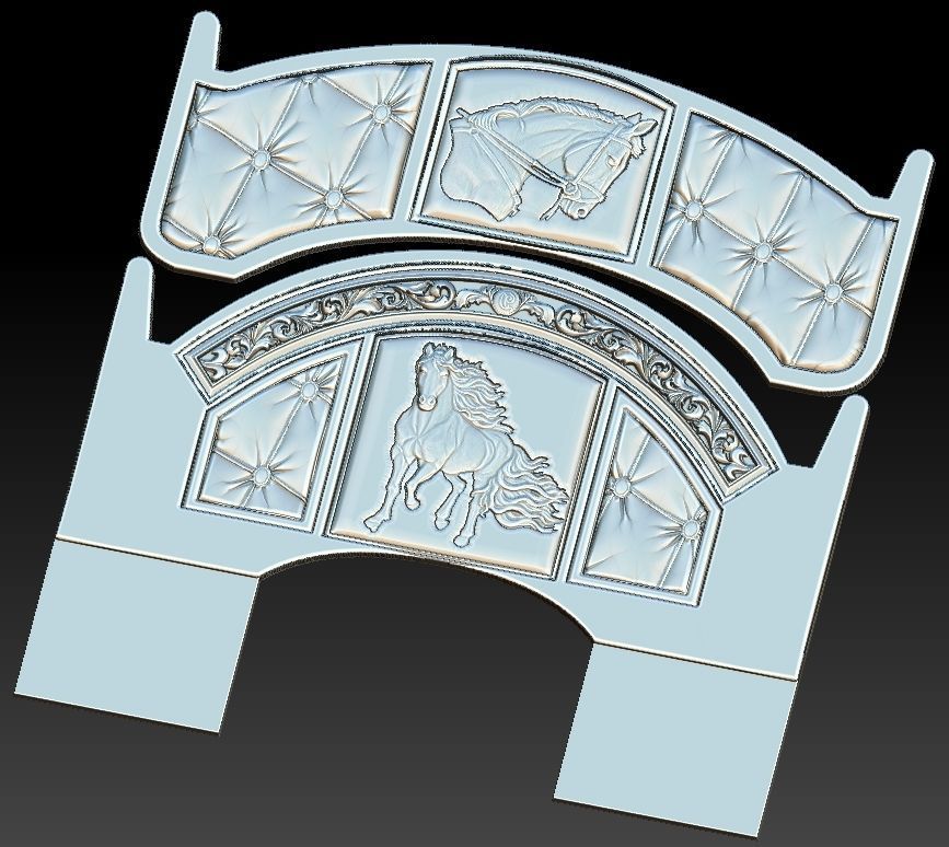 Horse Headboard Bed for CNC 3D Router 3D print model_3