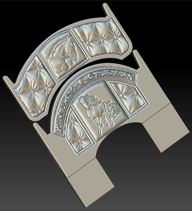 Horse Headboard Bed for CNC 3D Router 3D print model_1
