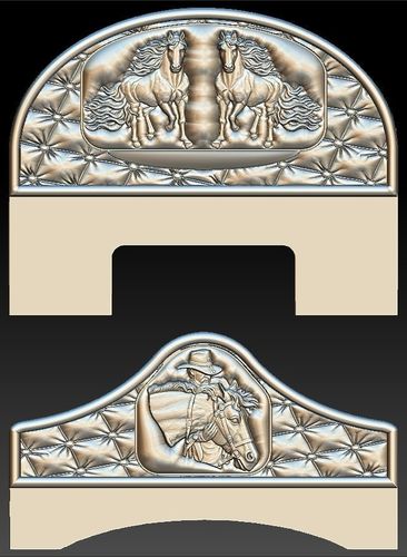 Cowboy and Horses Headboard Bed for CNC 3D Router 3D print model
