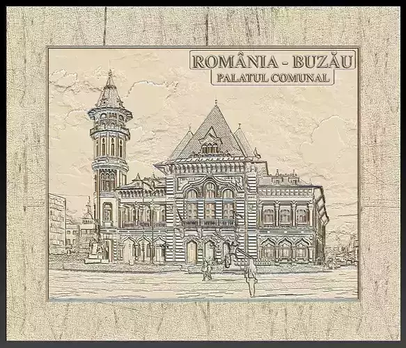 Communal Palace Buzau Romania for Embossing Hot foil Technique 3D print model