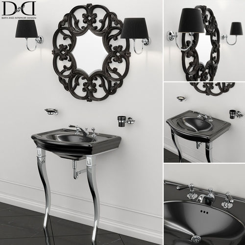 sink NEW ETOILE MARLENE CONSOLE and mirror Black AMELIE Devon  3D model