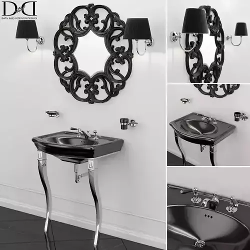 sink NEW ETOILE MARLENE CONSOLE and mirror Black AMELIE Devon  3D model