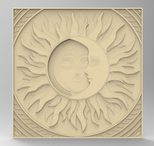 BED HEADBOARD SUN N MOON 3D print model