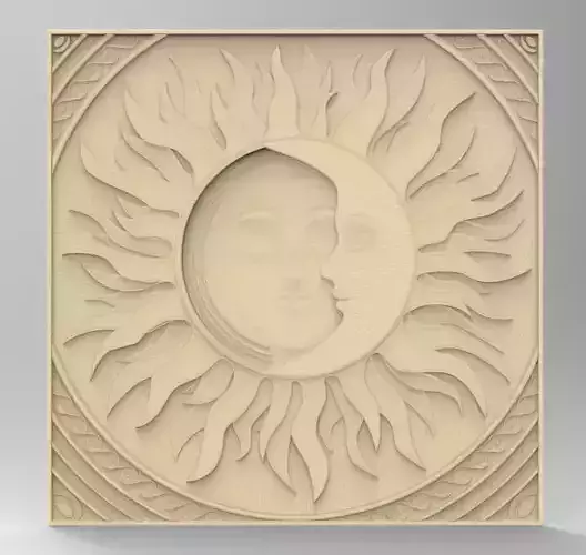 BED HEADBOARD SUN N MOON 3D print model