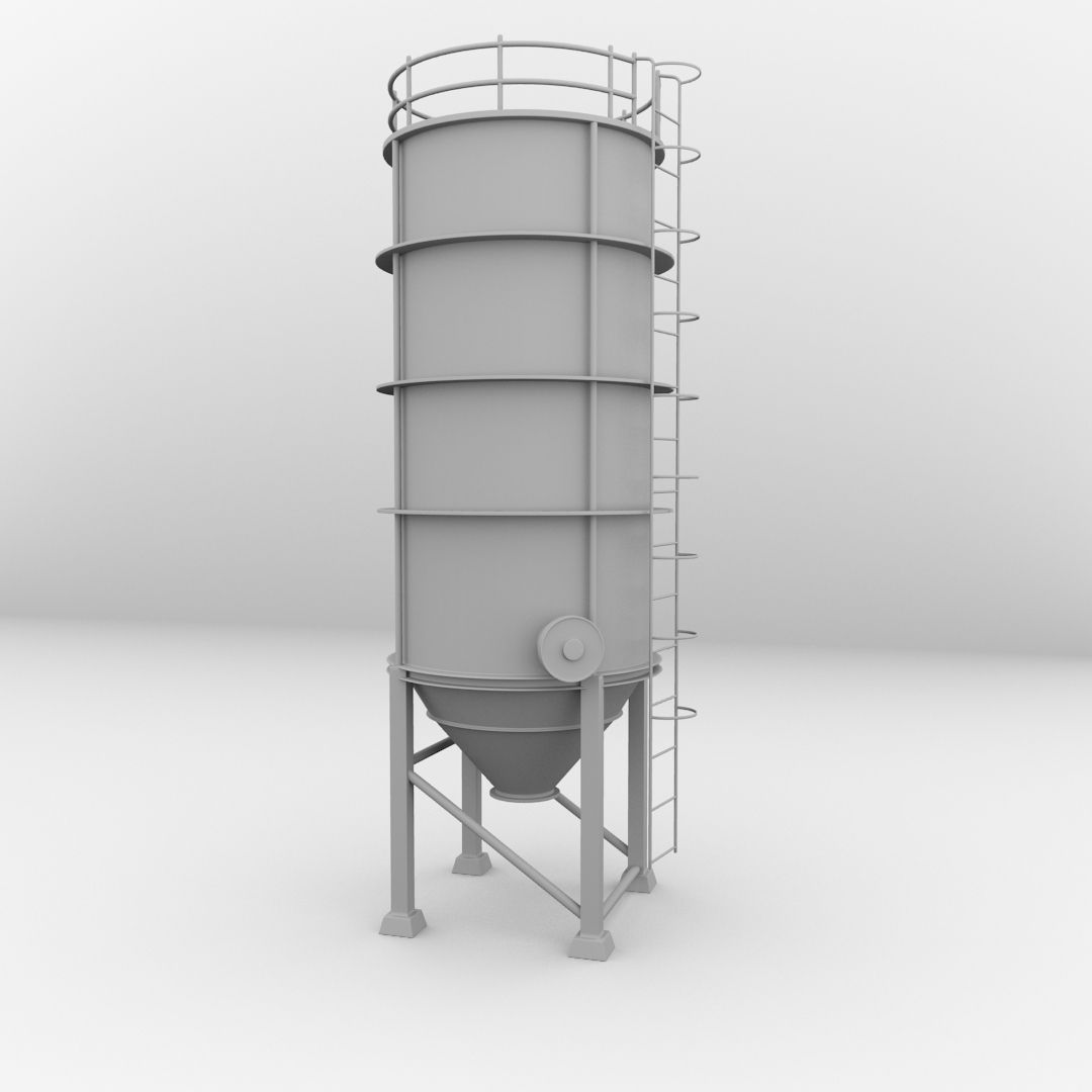 Silos industrial silo 3D model_3