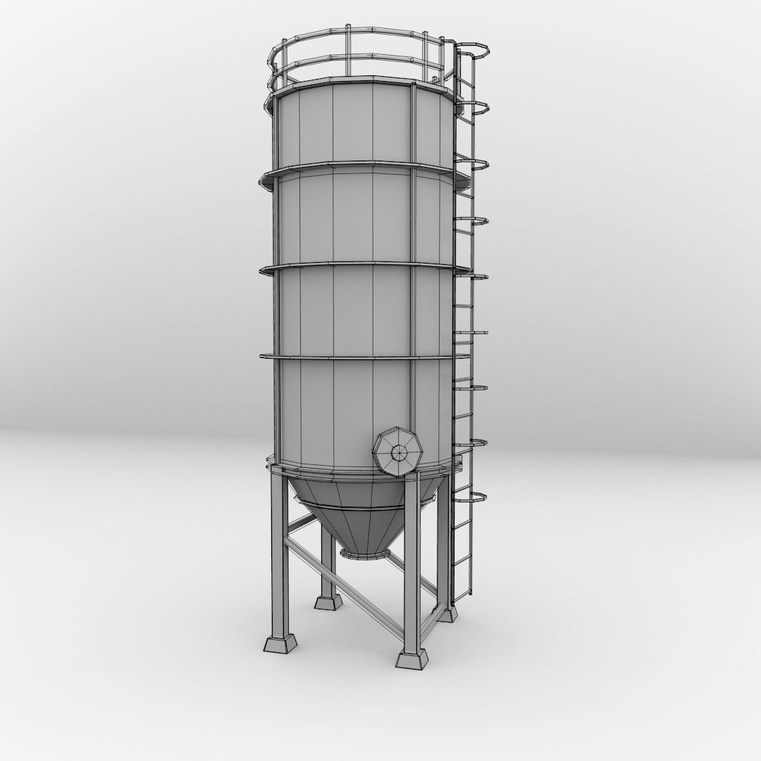 Silos industrial silo 3D model_4