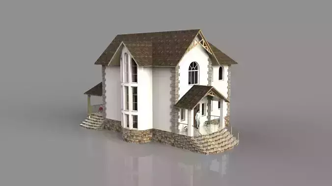 Modern house with interior 3D model