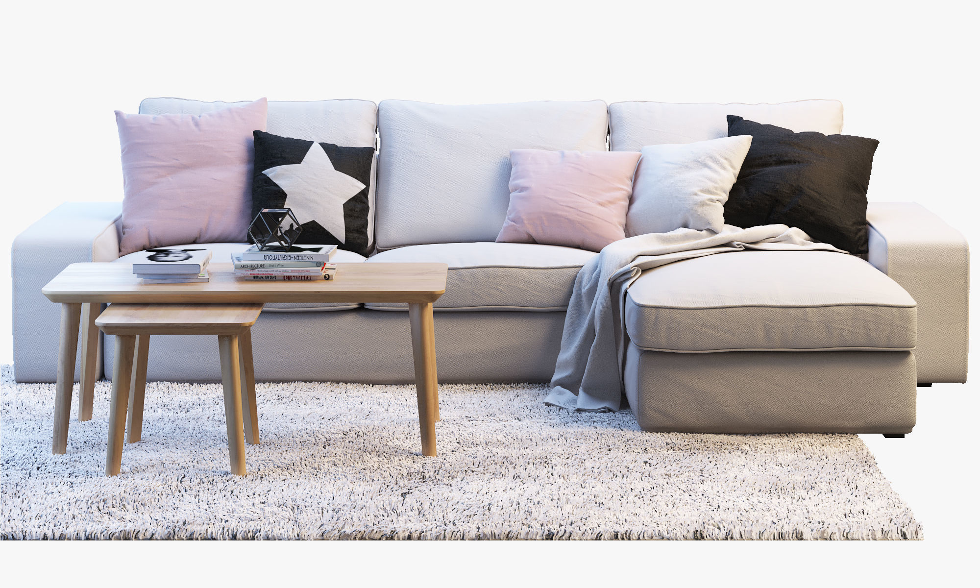 KIVIK 3 Two-seat sofa with chaise longue Ikea 3D model_1