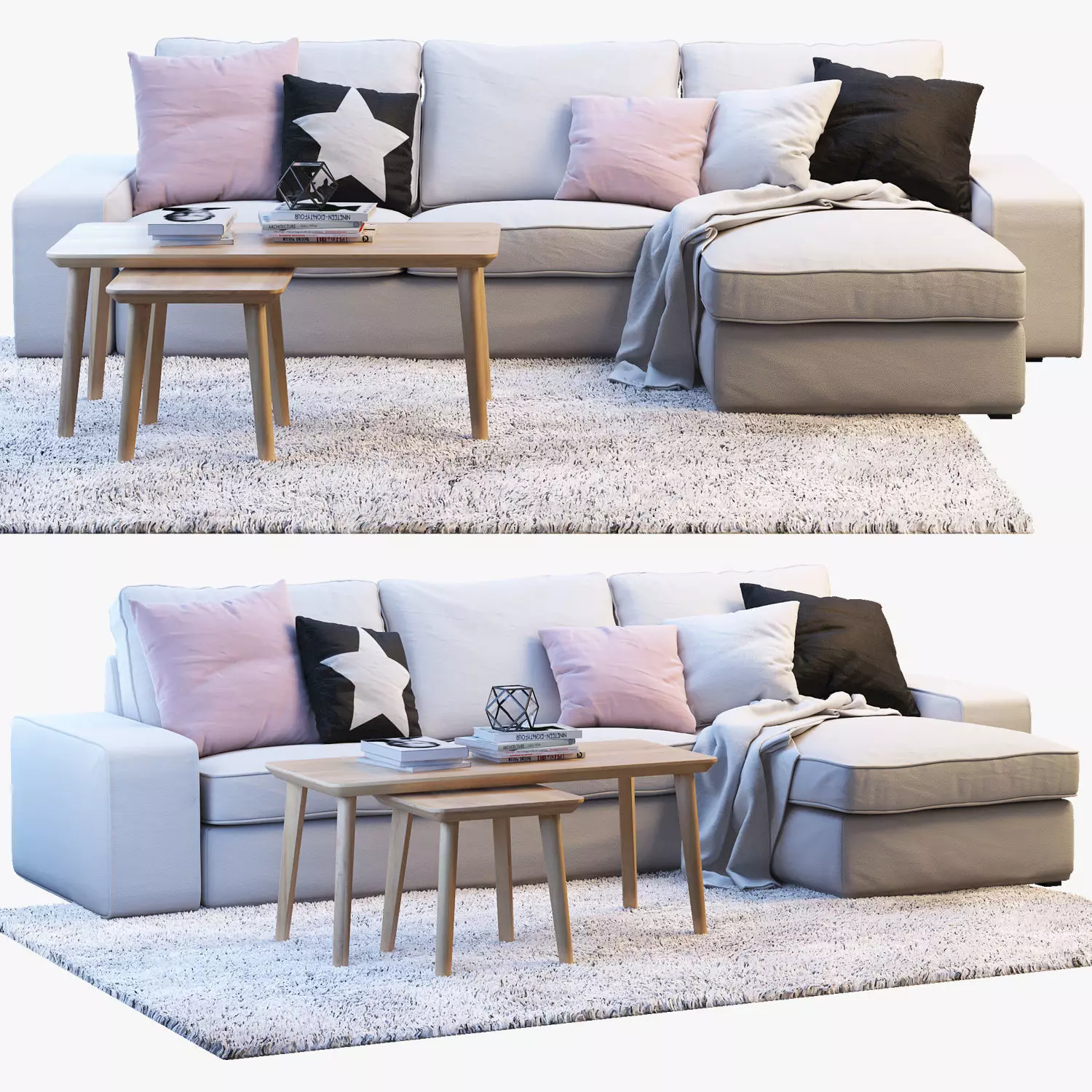 KIVIK 3 Two-seat sofa with chaise longue Ikea 3D model_0