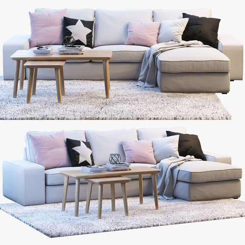 KIVIK 3 Two-seat sofa with chaise longue Ikea 3D model