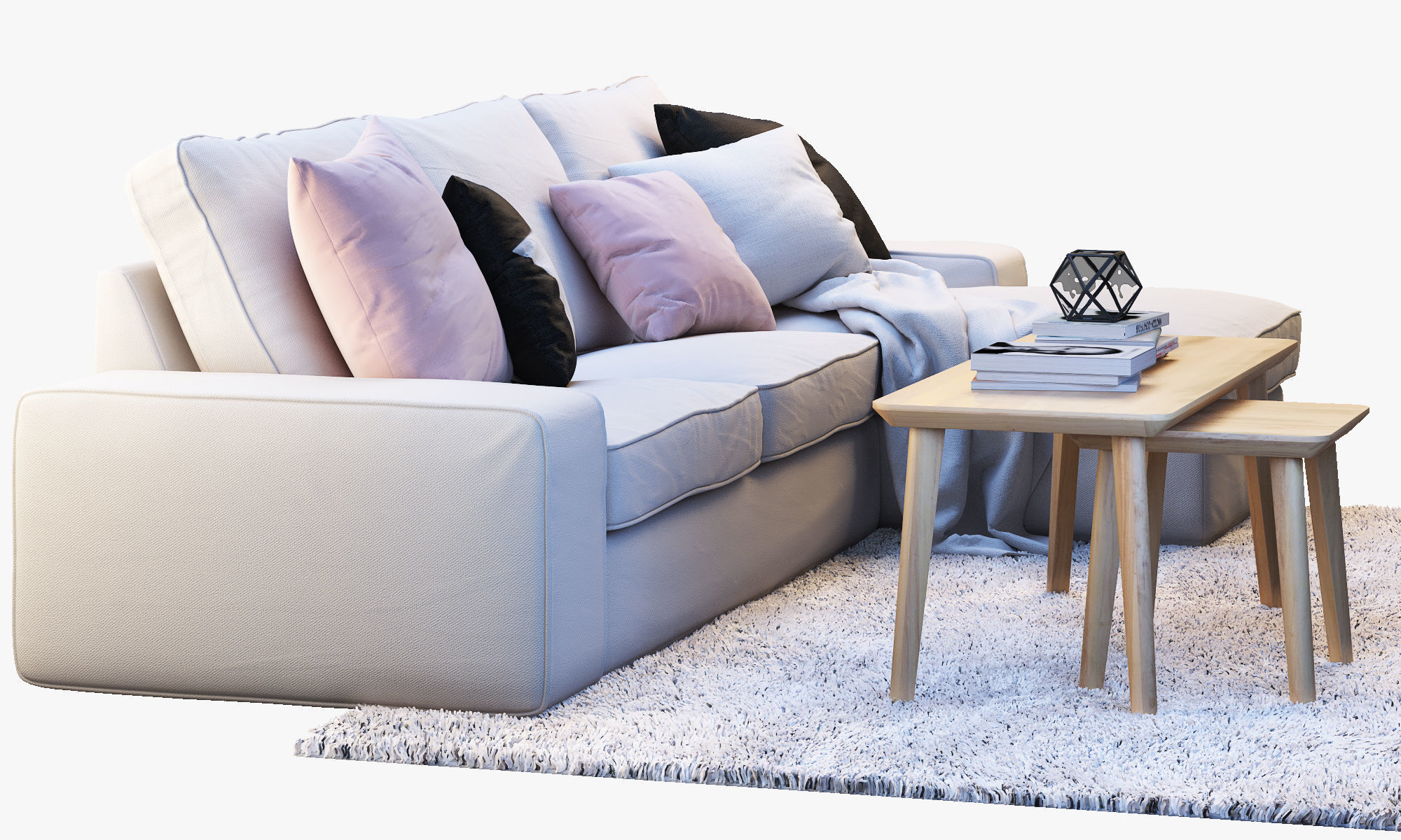 KIVIK 3 Two-seat sofa with chaise longue Ikea 3D model_4