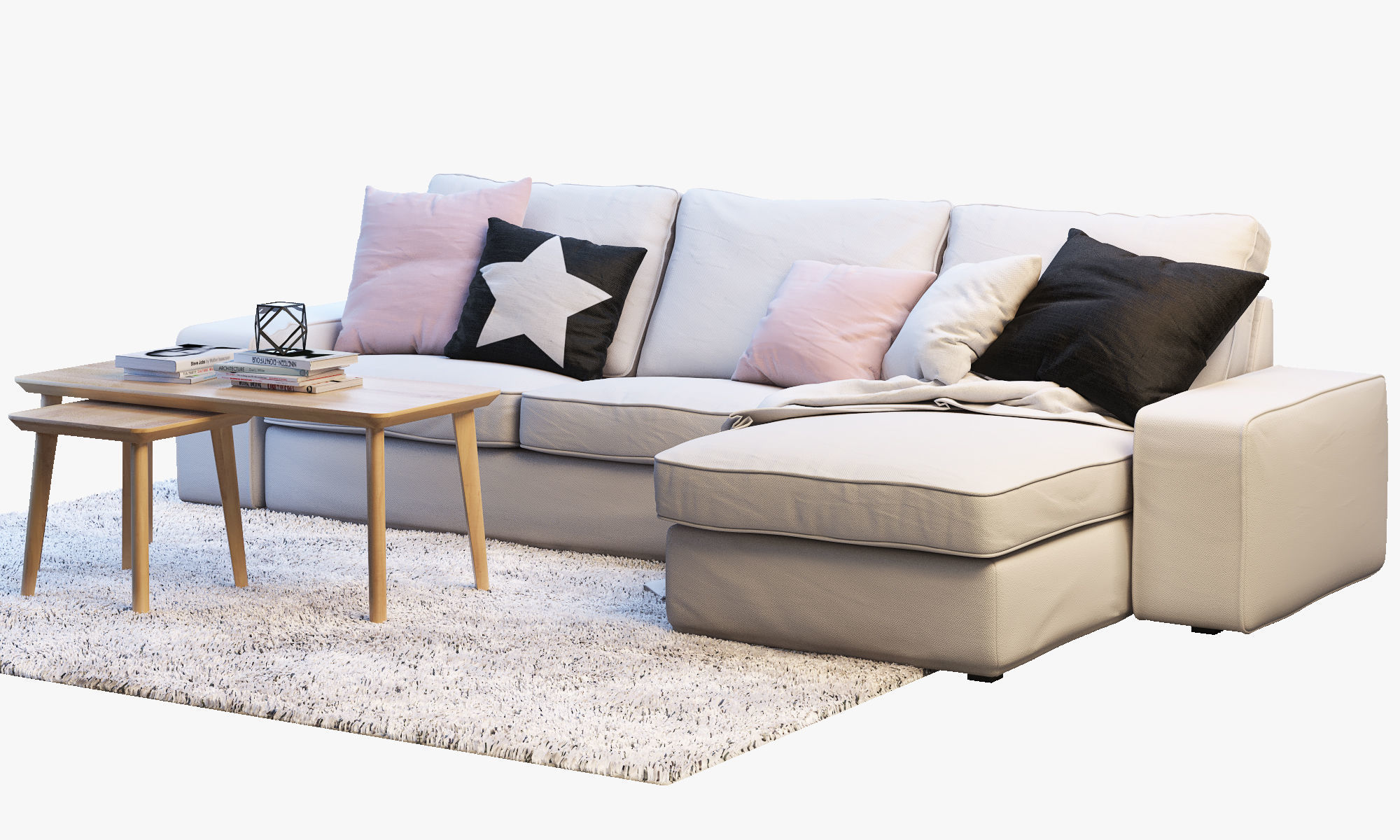 KIVIK 3 Two-seat sofa with chaise longue Ikea 3D model_3