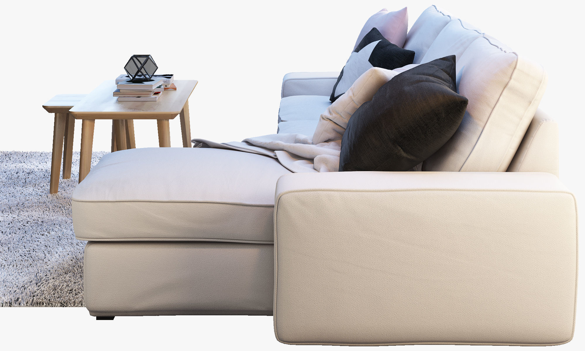 KIVIK 3 Two-seat sofa with chaise longue Ikea 3D model_5