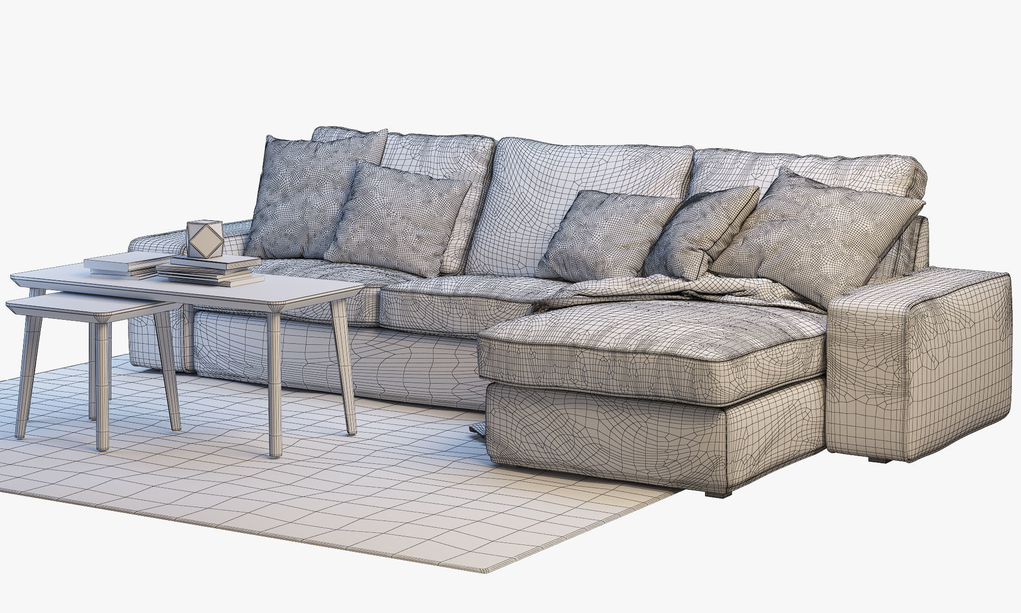 KIVIK 3 Two-seat sofa with chaise longue Ikea 3D model_8