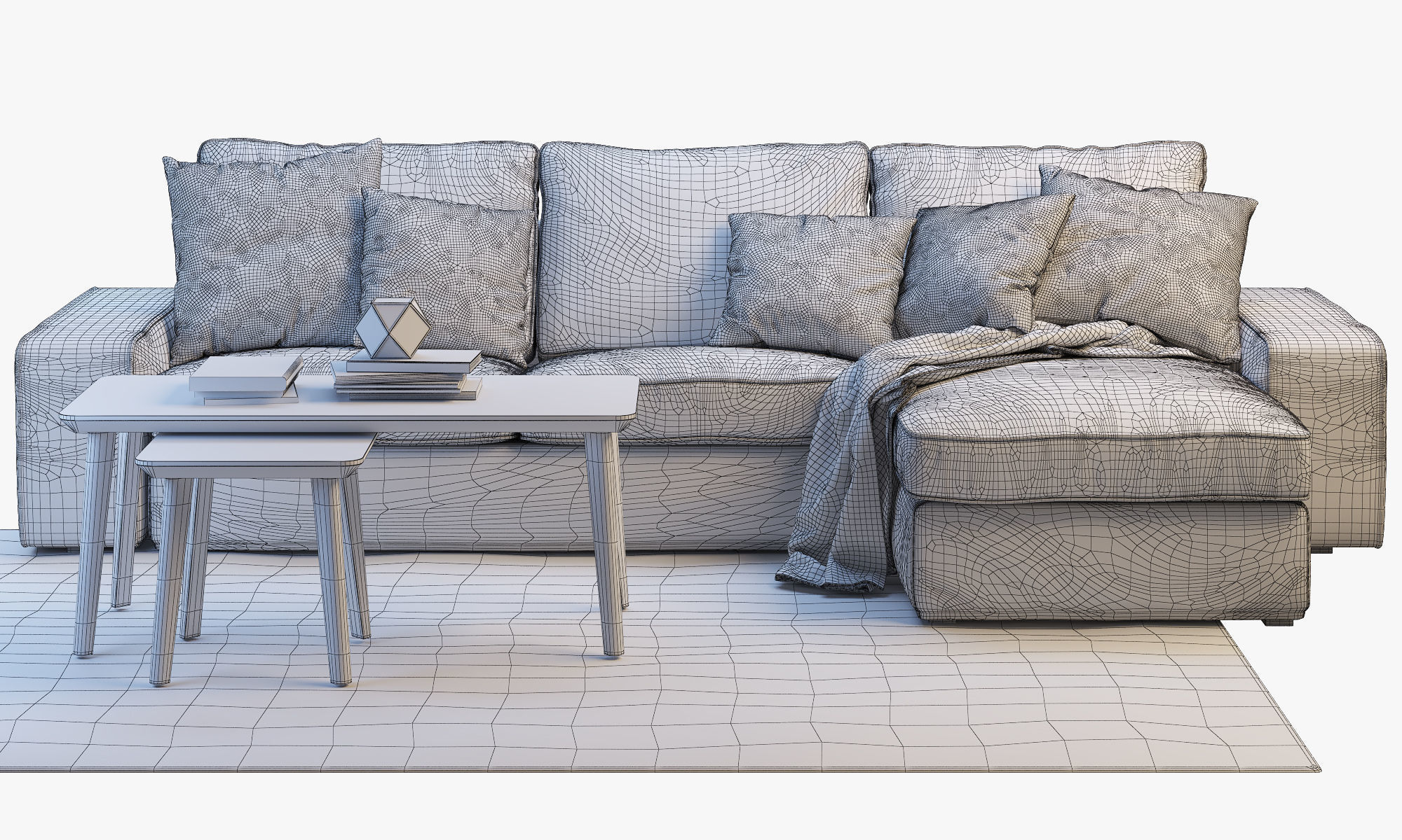 KIVIK 3 Two-seat sofa with chaise longue Ikea 3D model_6
