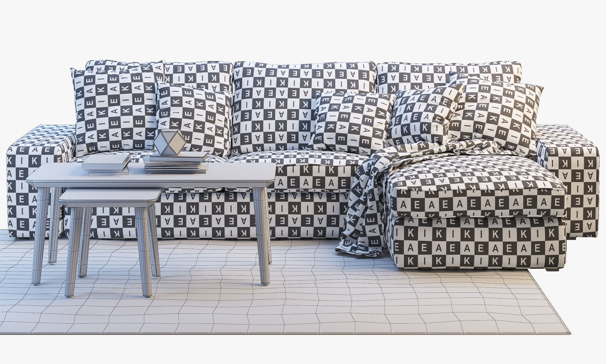 KIVIK 3 Two-seat sofa with chaise longue Ikea 3D model_7