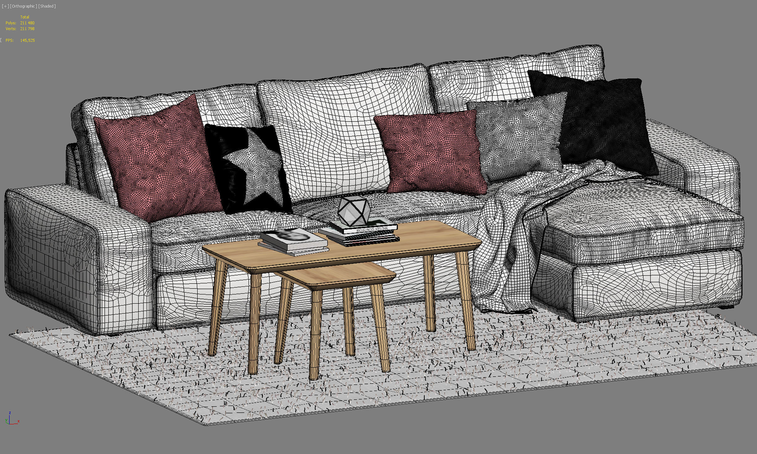 KIVIK 3 Two-seat sofa with chaise longue Ikea 3D model_10