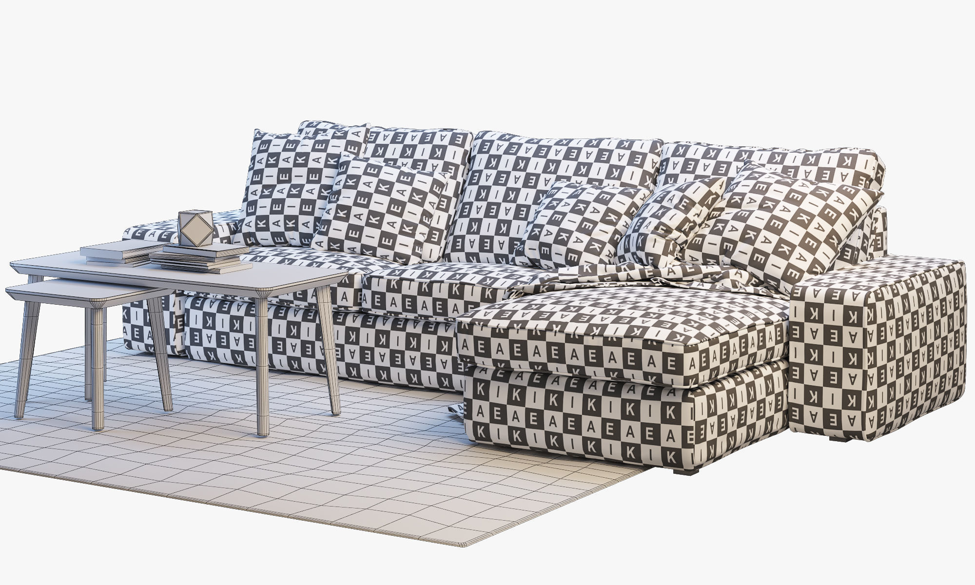 KIVIK 3 Two-seat sofa with chaise longue Ikea 3D model_9